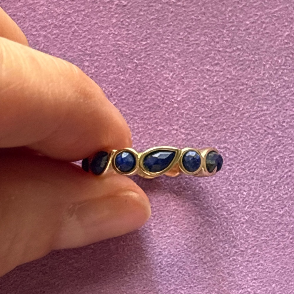 Melinda Maria Gold and Blue Gemstone Ring Size 5 - Picture 2 of 4